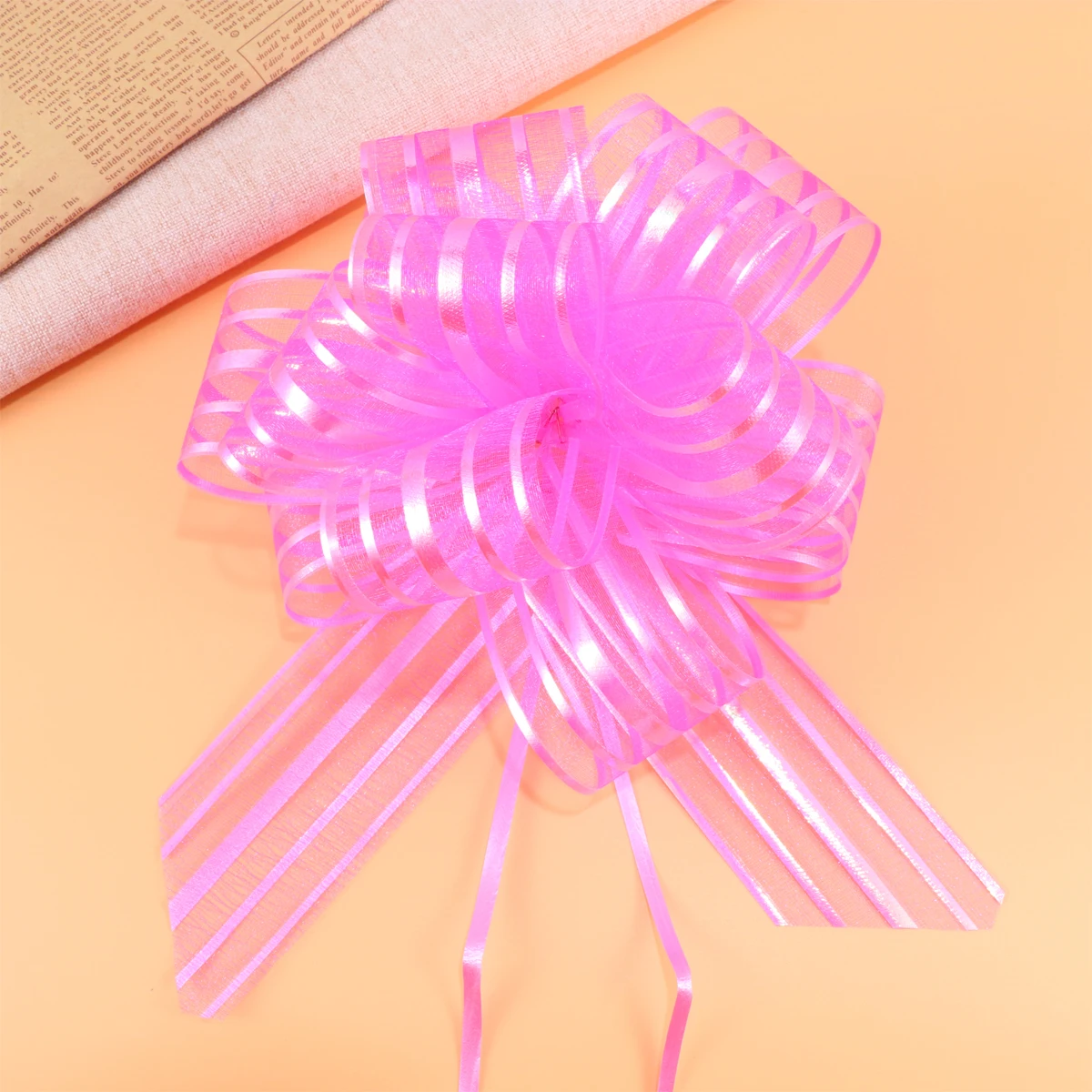 

10 Pcs Hand Drawn Flower Ball Wedding Bows Decoration Pull for Gift Gifts Large