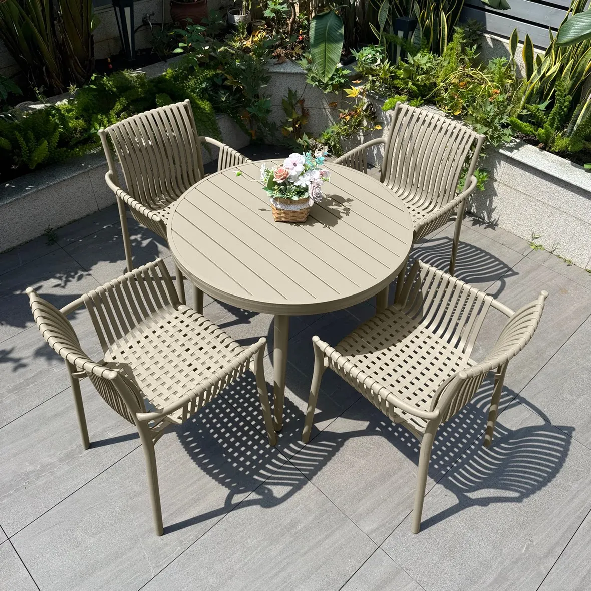#Outdoor Tables Chairs Garden Set Nordic-Style Aluminum Alloy Waterproof Sun-Proof for Courtyard Gardens Villas Balconies Yards