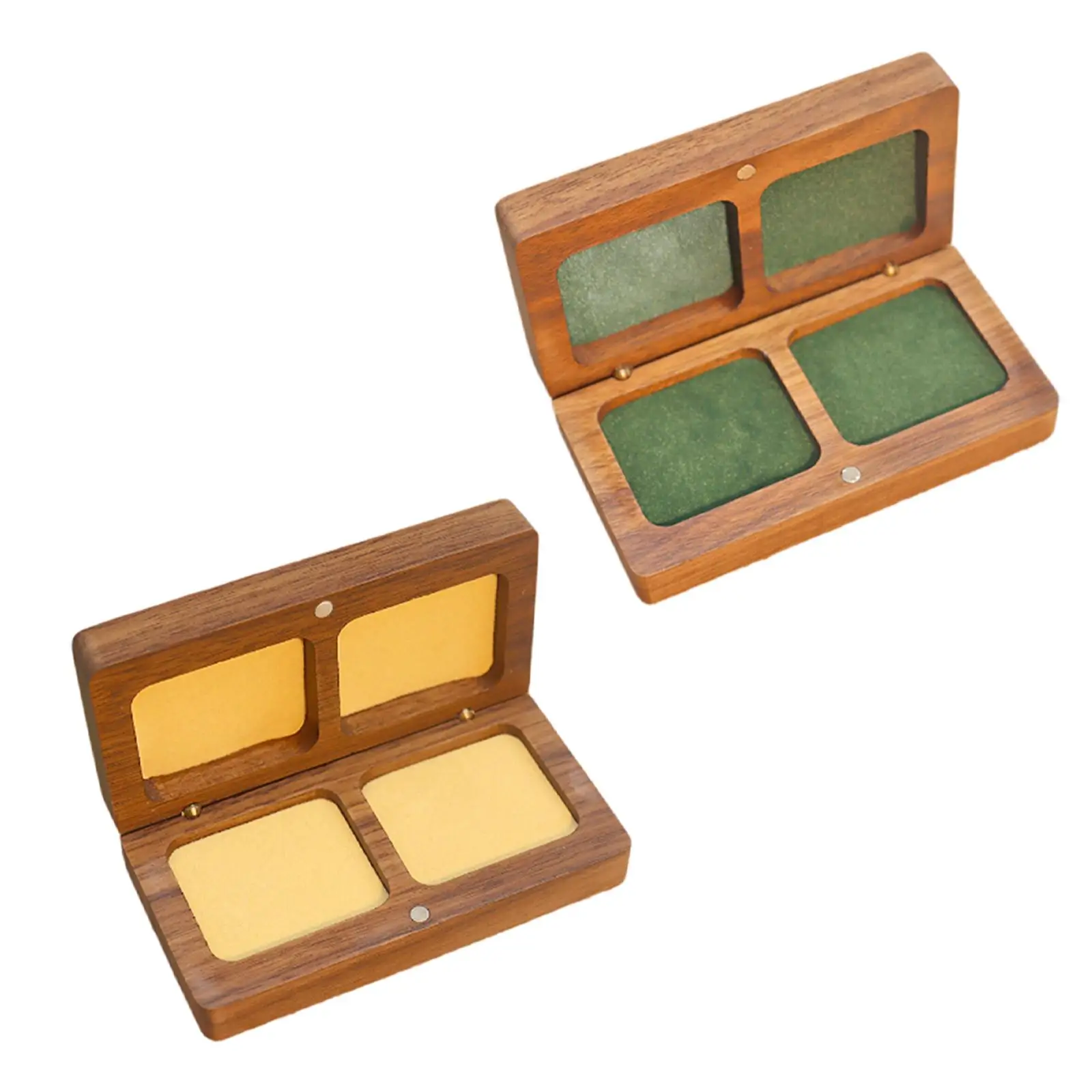 

Wooden Rings Box with 2 Compartments Elegant Medal Box Couple Rings Box