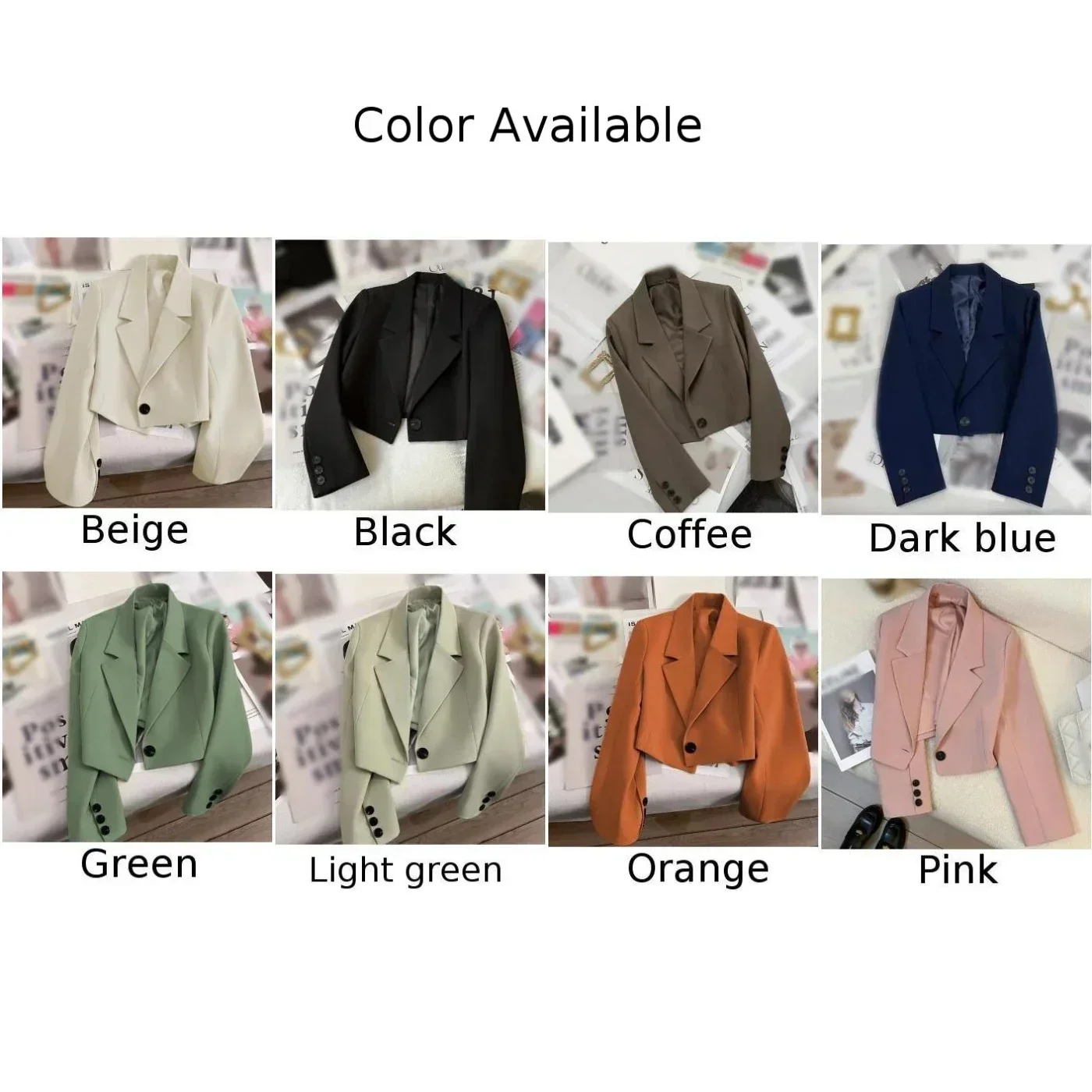 Women Long Sleeve Button Up Short Blazers Elegant Office All Match Suit Jacket