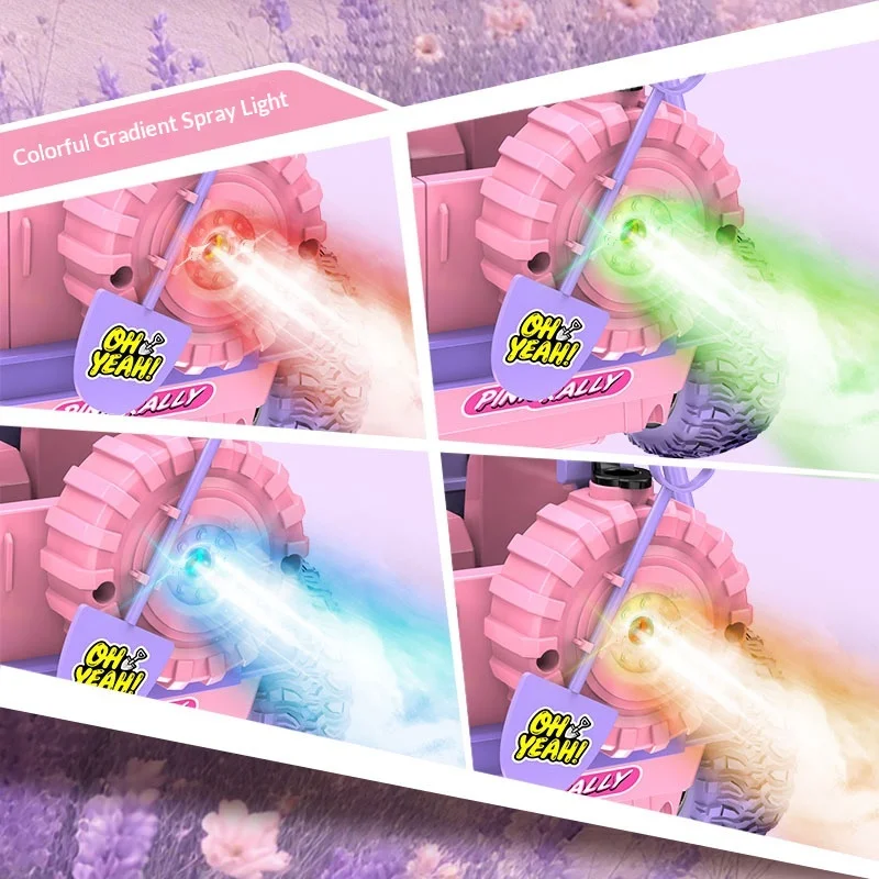 الوردي 2.4G التحكم عن بعد رذاذ RC Monster Truck 1:16 لعبة مقياس للفتيات هدية مثالية الشحن السريع #5