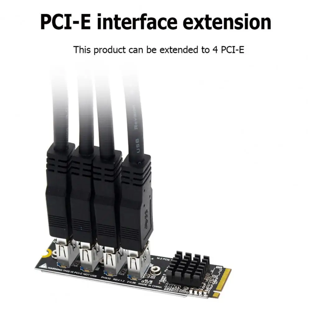 

PCI-E Riser Card Anti-interference Wide Compatibility Heat Sink M.2 M KEY PCI-E to 4 PCI-E X1 Multiplier Card for Graphics Card