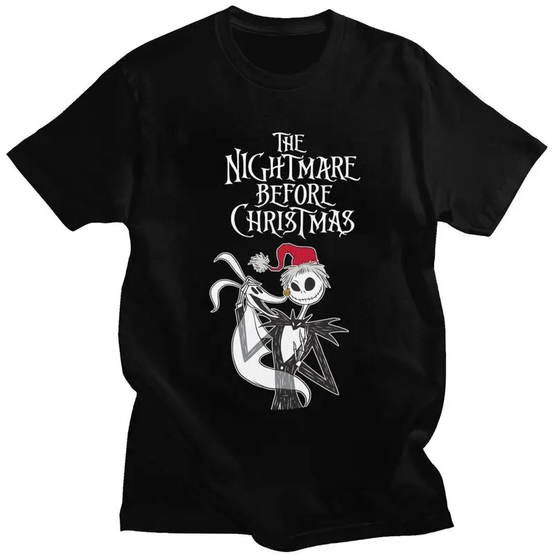 Custom Mens The Nightmare Before Christmas T Shirt Short-Sleeve Cotton Tshirt T-shirt Casual Jack Skellington Tees Fit Clothing