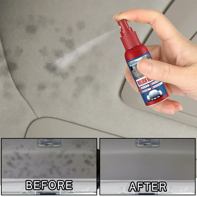 SEAMETAL 30ml Car Mildew Remover Multi-Functional Car Interior Cleaner Spray Stains Remover for Leather Fabric Car Seat Care