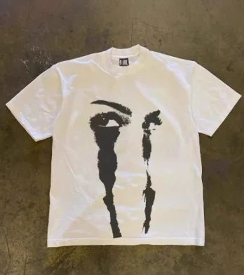 2026 Abstract Crying Face Eye Print T-shirt Men Women Vintage Streetwear Loose Short Sleeve Tops Couple Matching Tee