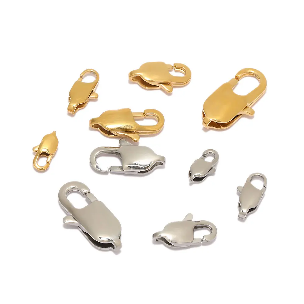 10pcs Stainless Steel   Rectangle Lobster Clasps DIY Necklaces Bracelets Connectors Key Chains Spring Hooks Accessories