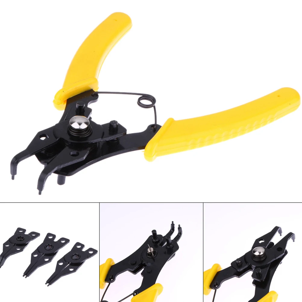 

4 In 1 Retaining Circlip Pliers 10-15Mm Internal External Ring Remover Tool Drop-Forged Steel Non-Slip Grip Yellow Hand