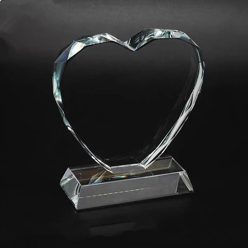 A Blank Crystal Award, Heart Shaped Crystal Trophy, Volunteer Appreciation Gift for Teacher Doctor Nurse Charity Event - view 3