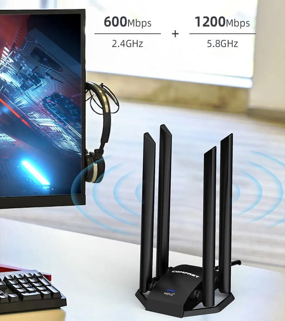 USB-адаптер COMFAST Wifi6, 1800 Мбит/с, RTL8832BU