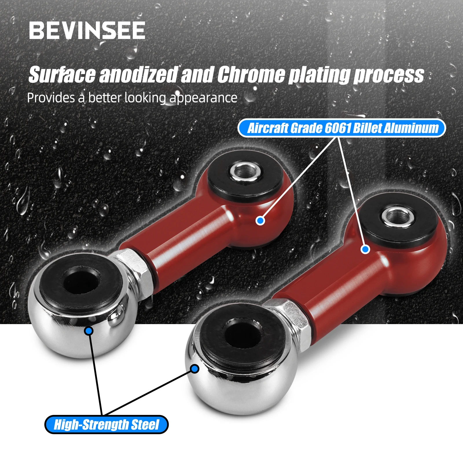 BEVINSEE Adjustable Rear Sway Bar Endlink Kit for BMW E46 1999-2006 Replace for 33551094619 33552283743 33-55-2-282-182