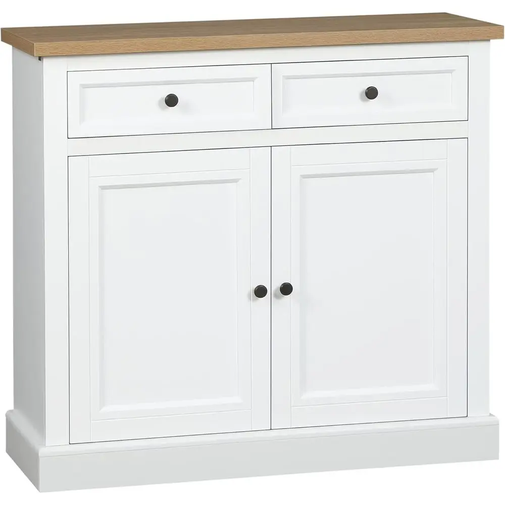 

Белый двухдверный комод с 2 ящиками для кухни, гостиной и прихожей