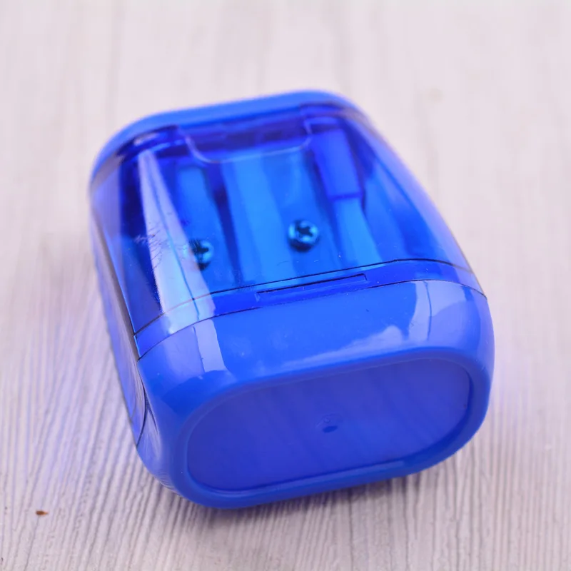 4 Pcs Plastic Transparent Color Pencil Sharpeners School Kid Stationery Mini Sharpener Double Hole Manual Light Pencil Sharpener