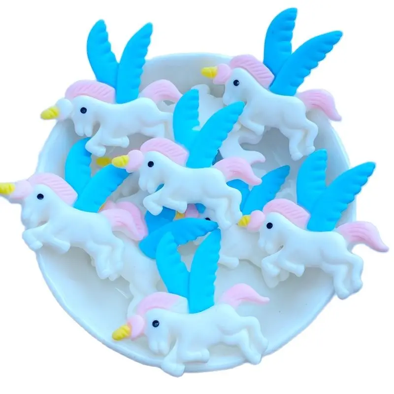 10Pcs New Cute Resin Mini 30*31mm Pegasus Unicorn Series Flat back Scrapbooking DIY Jewelry Craft Decoration Accessories