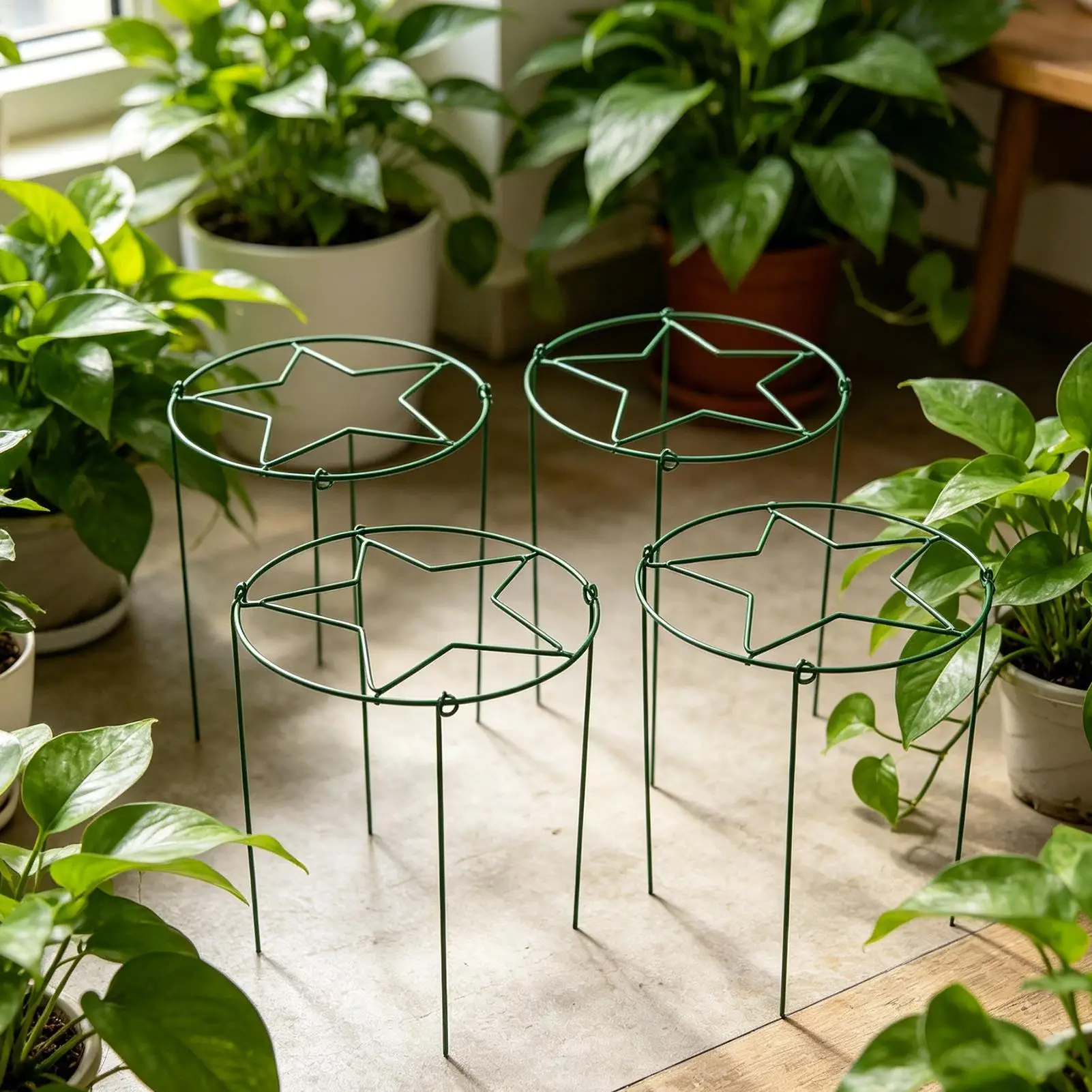 

Peony Stakes 4-Piece Reusable Rust Proof Garden Stakes Flower Cages for Outdoor Plants for Plant Flower Tomato Dahlia Hydrangea