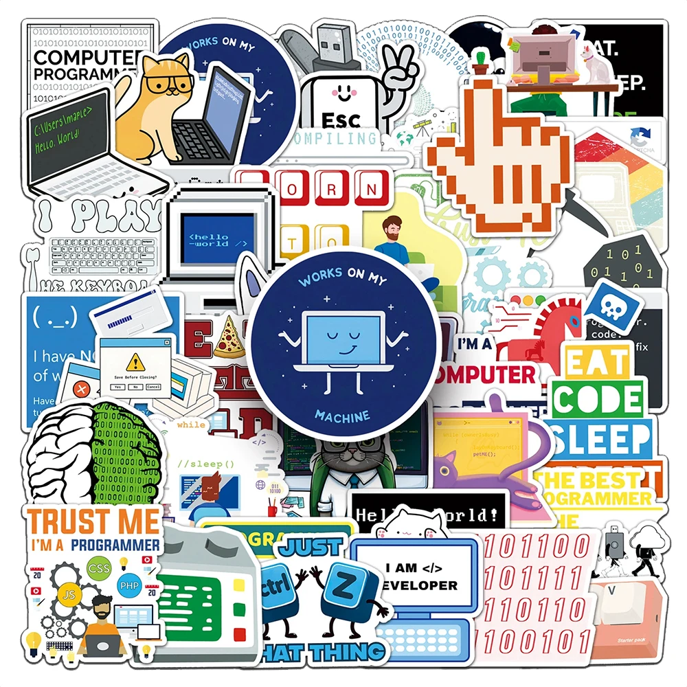 10/30/50pcs Funny Engineer Programming Stickers Network Coding Hacker Decals DIY Luggage Phone Laptop Cool Cartoon Sticker Decor - zdjęcie 1