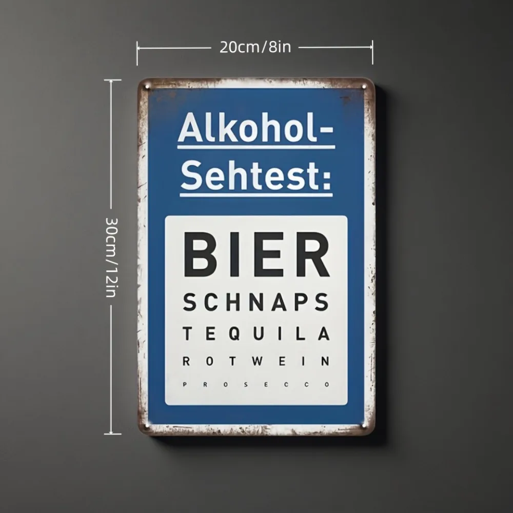 1pc Alcohol Vision Test Retro Plastic Sign 30.48x20.32 cm - Funny Bar Wall Decor, Birthday Gift for Men, Halloween Christmas Par