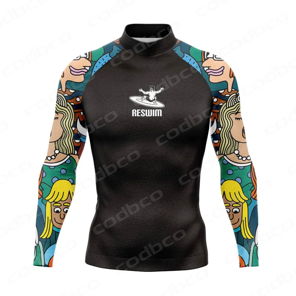 2025 Men's Rash Guards UV Protection Swimwear Long Sleeve Swim Surfing Diving T-Shirts Swimming Tight Suit Rashguard Gym Clothes