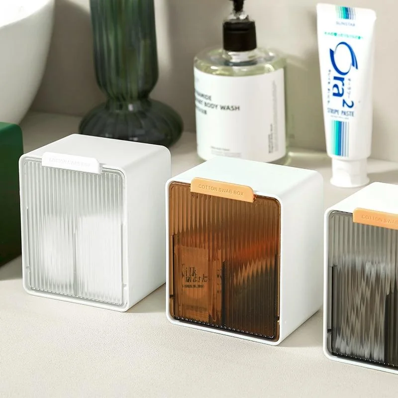 

Batoom Wall-Mounted Cotton Swab Storage Box Divided Organizer No-Punching Cosmetic Cotton Storage Container Simple Design