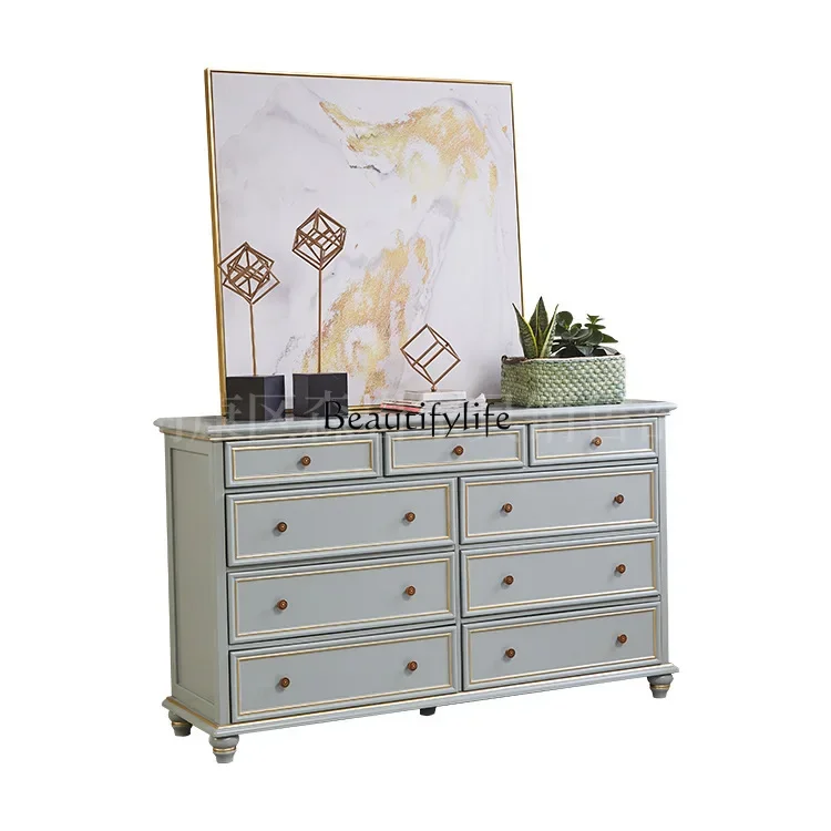

FG40-American solid wood retro multi-functional storage locker with drawers