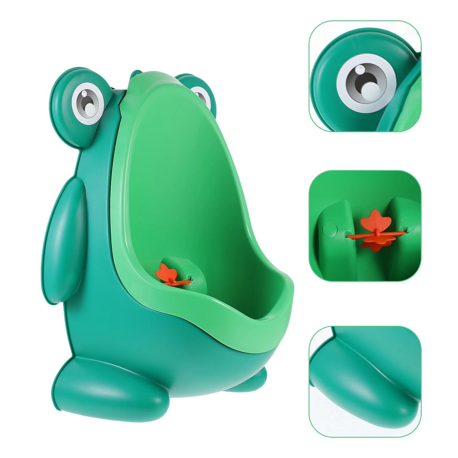 قعادة مبولة للأطفال على شكل ضفدع كرتوني للأولاد أداة تدريب مثبتة على الحائط مع تصميم طاحونة هوائية قعادة واقفة للأولاد ومدرب تبول المرحاض