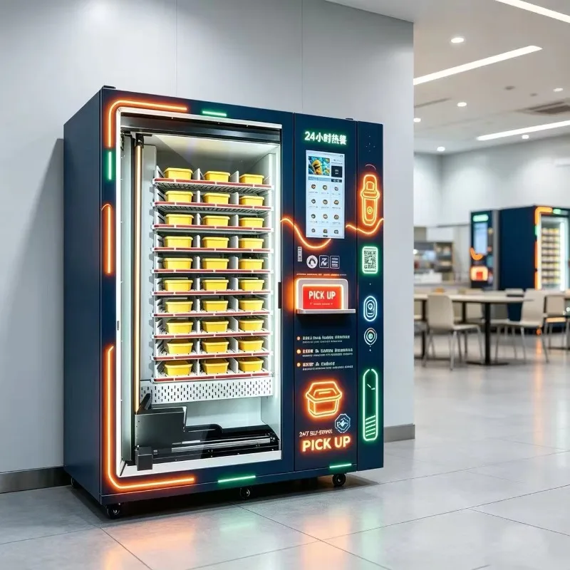 Automatic Sandwich Hot Food Vending Machine Bento Lunch Box Fast Meal Microwave Heating Commercial Selling Kiosk