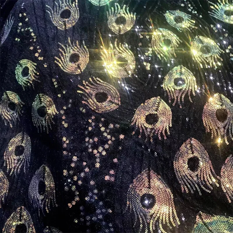 

50X130 см блестящая ткань с пайетками в виде павлина для свадебного платья, свадебного платья, костюма, сделай сам, фланелевая кружевная ткань с вышивкой, принадлежности для одежды