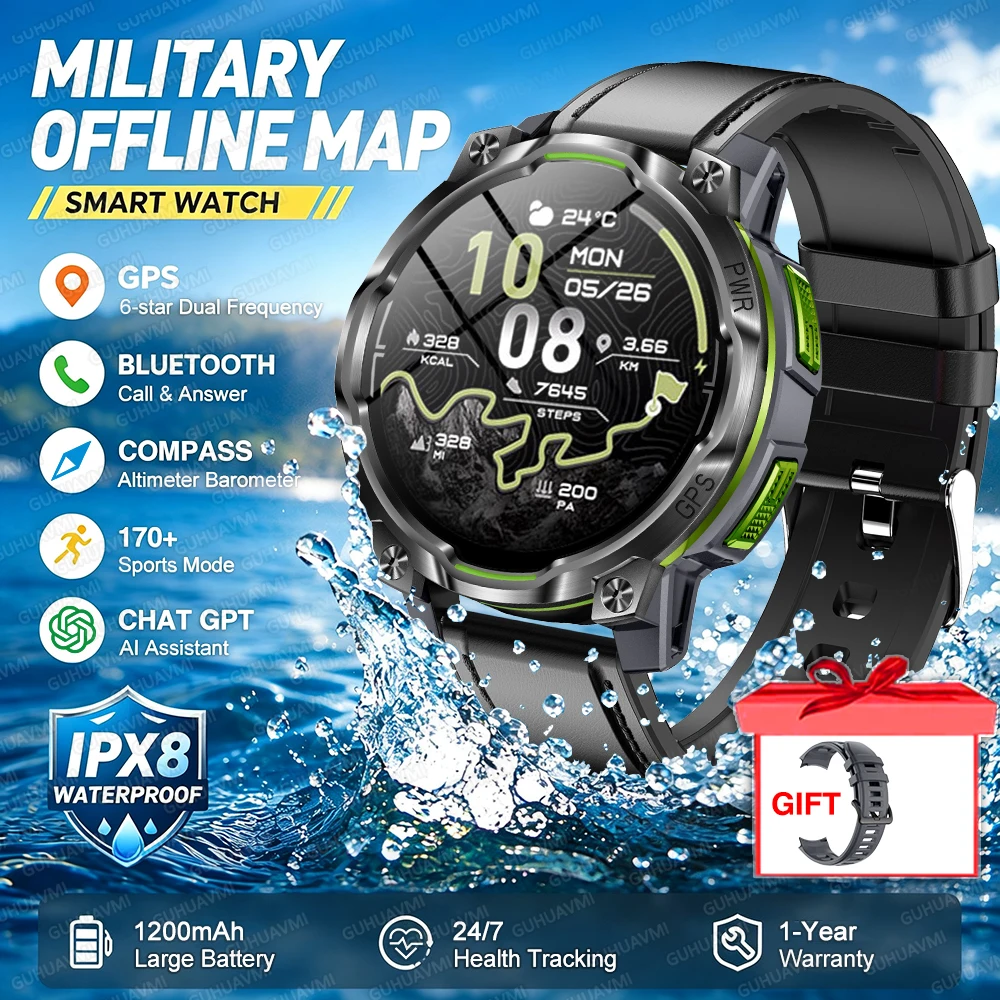 2026 GPS Offline Map Smart Watch, Advanced Navigation