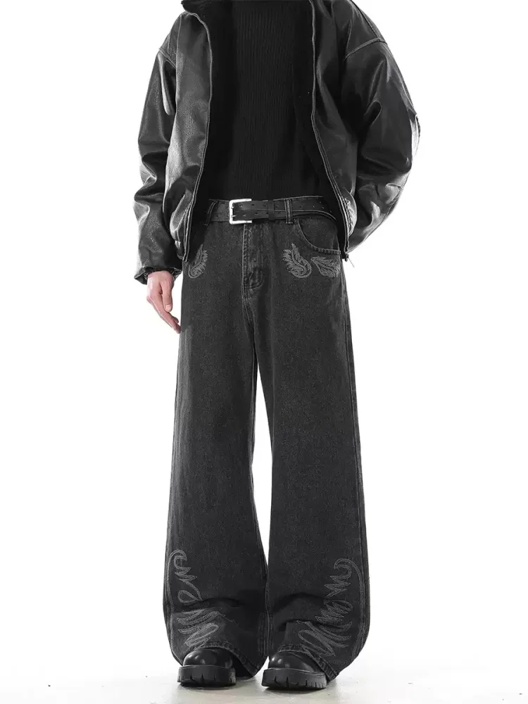 

American Style Fashionable Embroidery Washing Jeans For Man In Spring And Autumn Retro All-Match Loose Full Length Pants