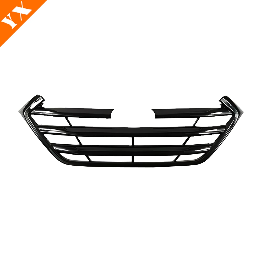 For Hyundai Tucson 2015-2018 Accessories ABS Chrome Black Car Front Center Grille Hood Engine Decor Sticker Shell Cover Moulding