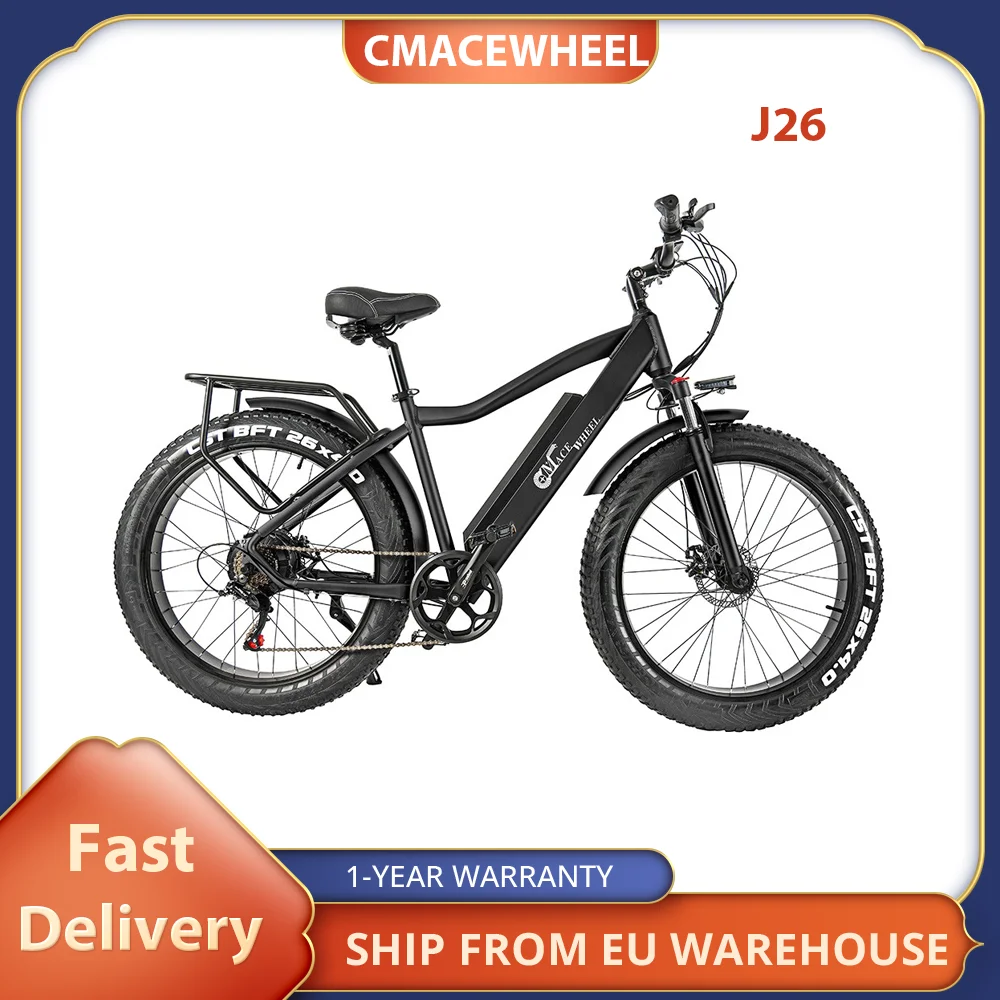 CMACEWHEEL J26 Electric Bike 750W Motor 17Ah Battery  45km/h Max Speed 26*4.0'' Fat Tire Adult City E-Bike Disc Brake 150kg Load