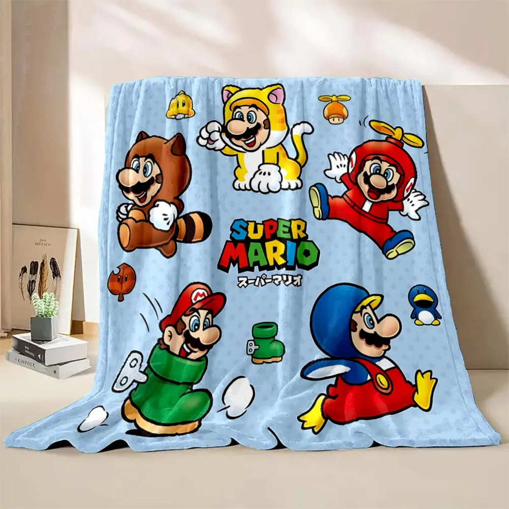 Game Super Mario Print Blanket Soft Fluffy Kids and Adult Sofa Bed Throw Blanket Outdoor Travel Camping Sheet Cartoon Blanket