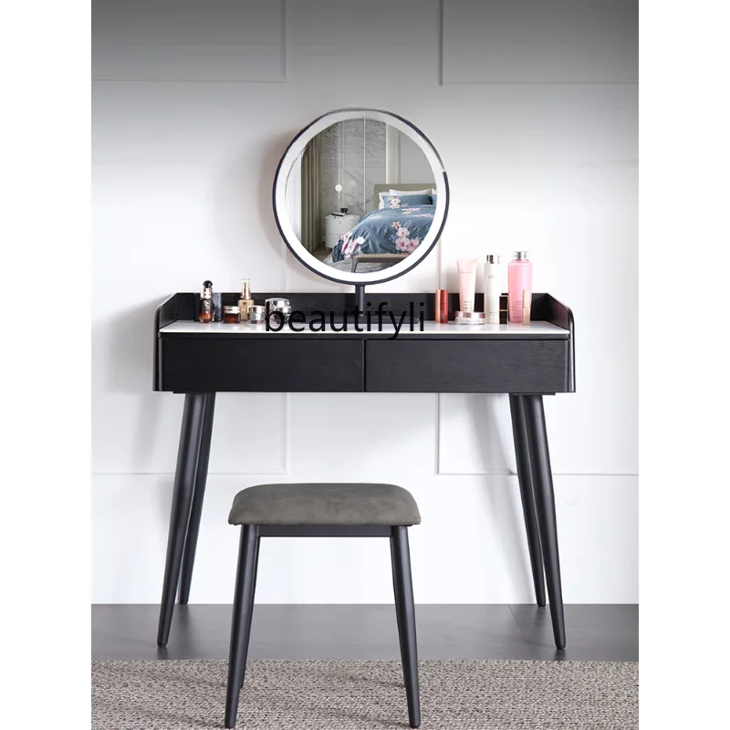 

Italian Style Light Luxury Minimalist Dressing Table Nordic Bedroom Small Apartment Stone Plate Marble Dresser