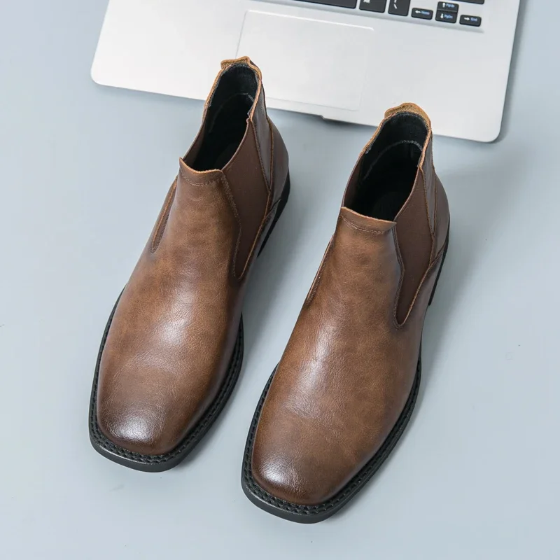 

High End Men Leather Boots New Britain Chelsea Boots Luxury Designer Ankle Boots for Man Handmade Casual Shoes Botas Para Hombre