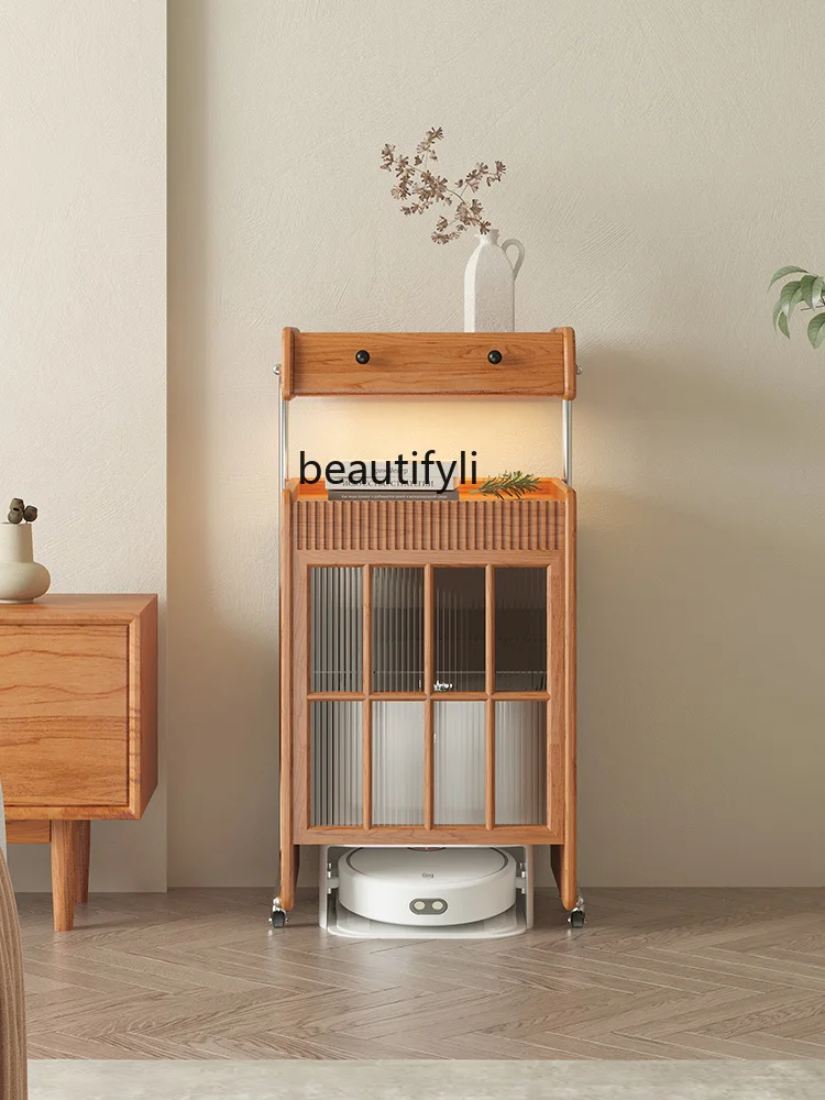 

Robot Sweeper Cabinet Shelf Storage Cabinet Cherrywood Sofa Side Movable Cloud Whale Solid Wood Cabinets