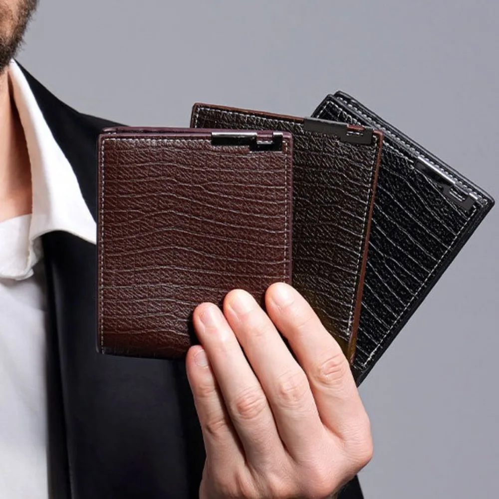 Eenvoudige waterdichte tweevoudige portemonnee Pu-leer Krokodil Mannelijke korte portemonnee Zakelijke handheld herenkaarthouder Reizen