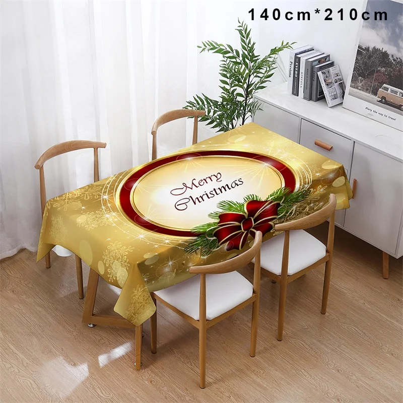 

Rectangle Satin Tablecloth Table Cloth Overlays Christmas Christmas Style Creative Printing Banquet Decor Home Dining Table