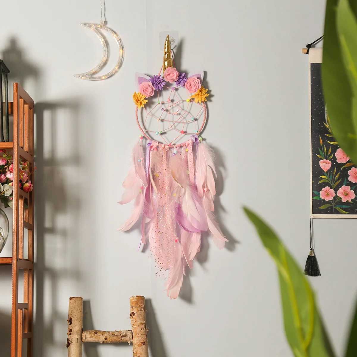 Batch modern girl heart creative unicorn dream trap net pendant room decoration dream trap net decoration