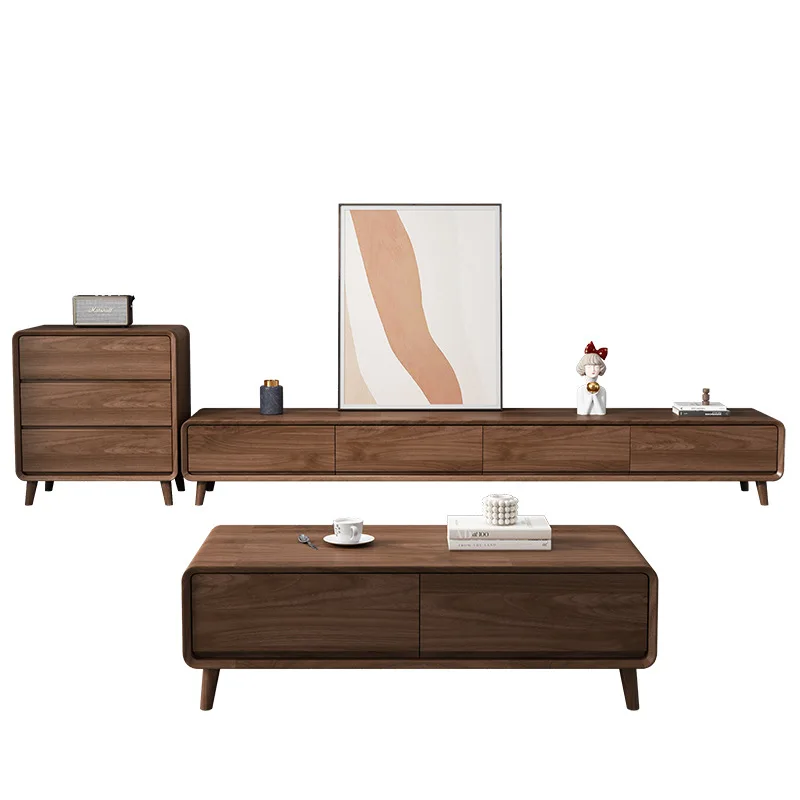 table combination walnut color simple light luxury large and small apartment household floor cabinet bucket cabinet