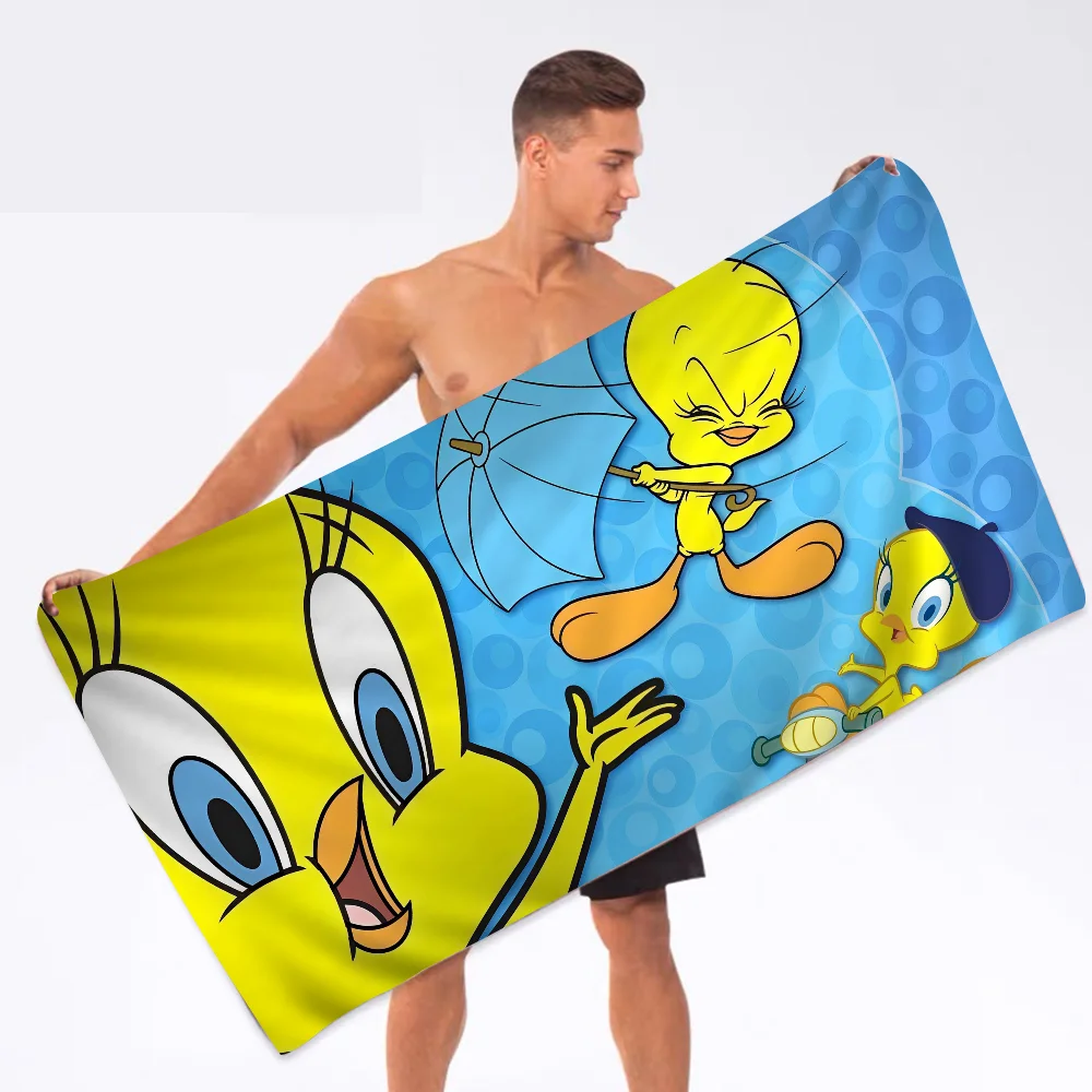 Yellow Cartoon T-Tweetys Bird Microfiber Blanket Quick Dry Beach Towels Oversized Printing Super Absorbent Pool Towel Blanket