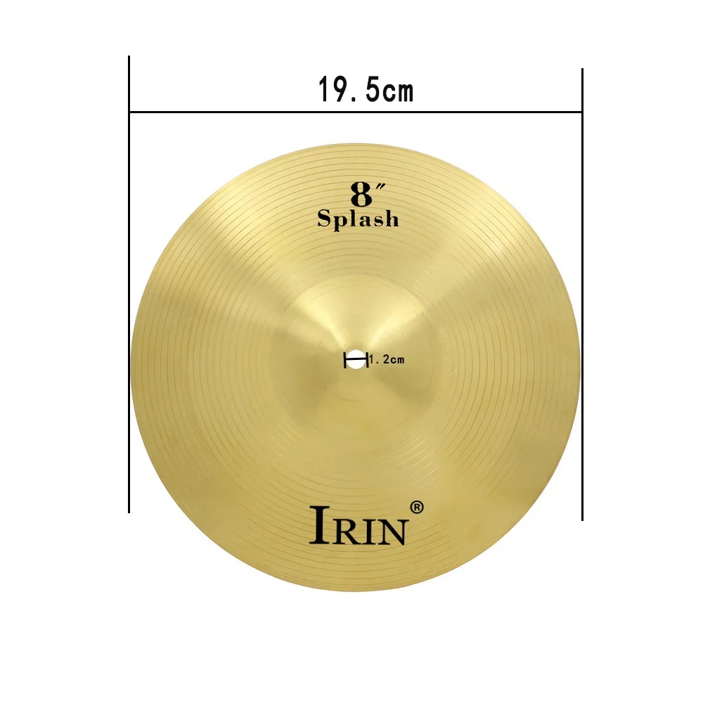 IRIN 8 Inch Drum Brass Cymbals Percussion Splash Crash Hi-Hat Jazz Drum Cymbal Musical Percussion Instrument Accessories Gold