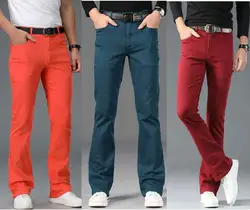 Spring  Autumn Thin Style Men Micro Cowboy Flared Pants Men's Jeans Straight Leg Trousers 15 Colors ﻿