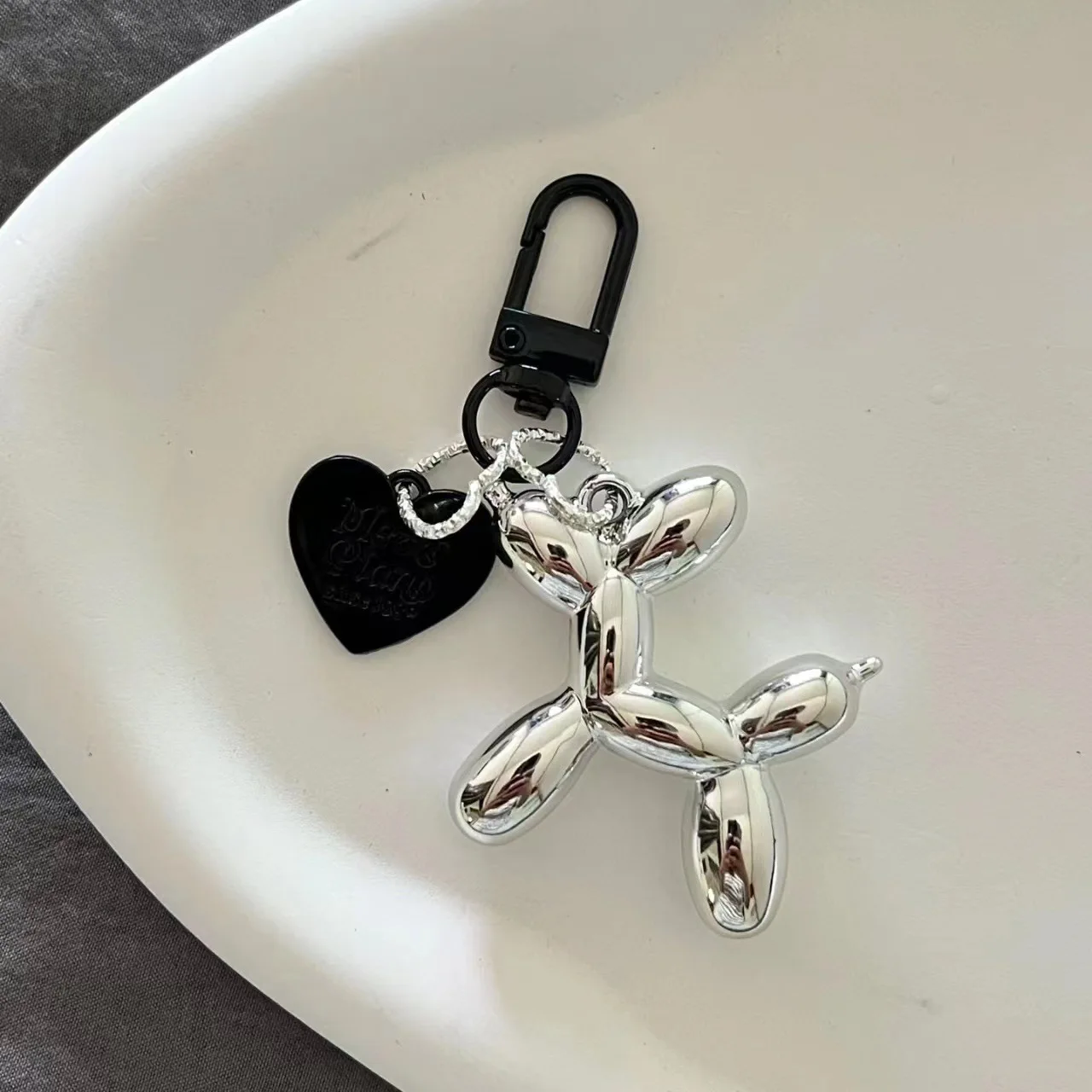Silver Color Star Keychain Plastic Balloon Dog Key Ring For Women Girls Friendship Gift Car Handbag Decoration Handmade Jewelry image 5