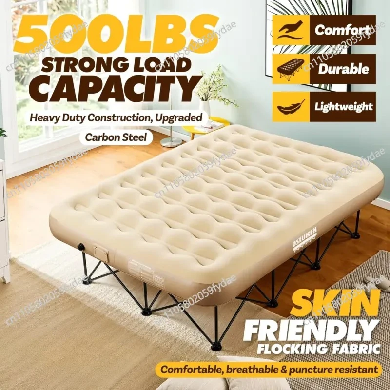 Upgraded inflatable mattress, built-in pump, strong support, folding design, suitable for car sleeping mats, camping,