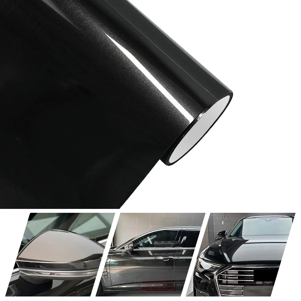 

ПЭТ металлическая черная клейкая наклейка, глянцевая черная металлическая автомобильная виниловая пленка, фольга, наклейка на автомобиль, упаковка, без воздуха, пузырьковая наклейка