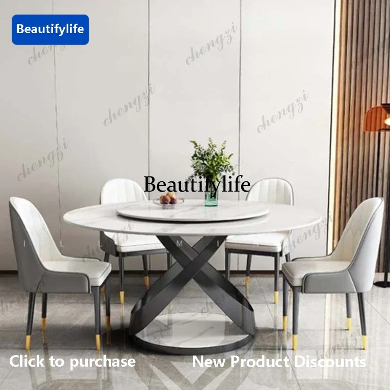 C45  Designer Round Dining Table Rotator Turntable Kitchen Dining Table Restaurant Luxury Mesa Redonda Comedor Modern