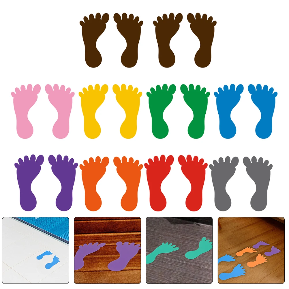 

10 Pairs Kids Footprint Stickers PVC Footprint Decals Stickers Floor Footprint Decals Small Shoes Classroom Decal