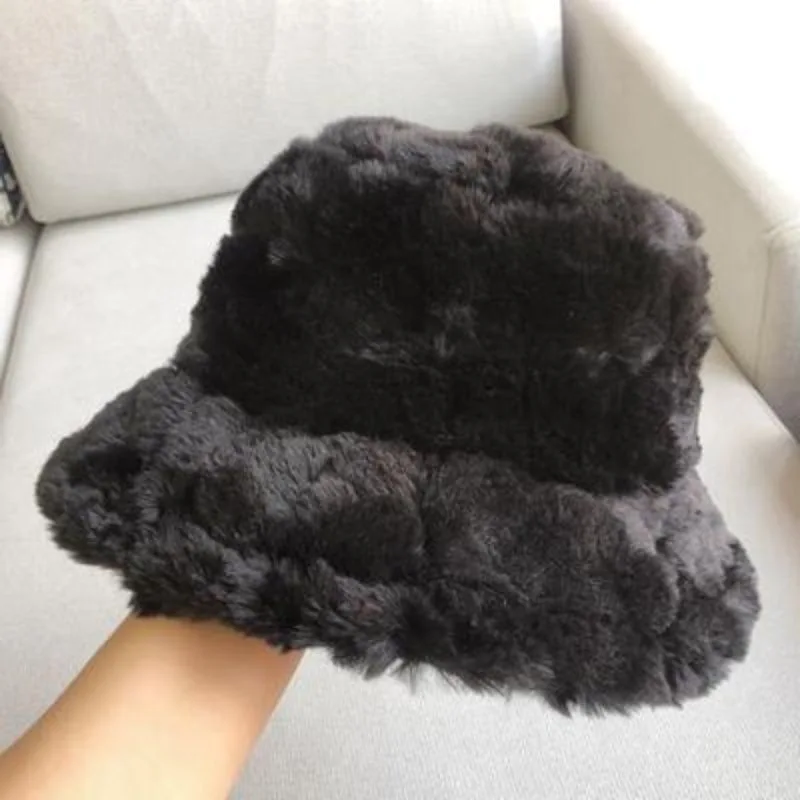 Women Fuzzy Bucket Hat Solid Color Plush Warm Winter Hat Wide Brim Fisherman Cap for Outdoor Travel Beach