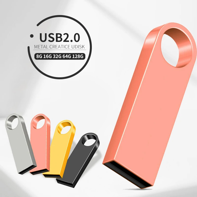 Pendrive 128GB 64GB USB แฟลชไดรฟ์ 64GB 32GB 16GB 8GB USB 2.0 โลหะความเร็วสูง 8GB 16GB 32GB 64GB 128GB ไดรฟ์ปากกา