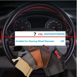 Genuine Leather 42/45/47/50 CM Bus Truck Car Steering Wheel Cover For BENZ IVECO Cummins TRUCK Bus Van Lorry