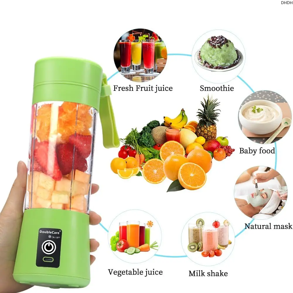 Summer Personal Electric Mini Juicer Home Electric USB 6 Blades Juicer Cup Machine Portable Fruit Juice Blenders for Kitchen